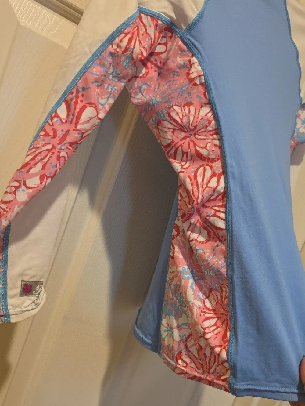 Girls' Blue Floral Long-Sleeve Rashguard